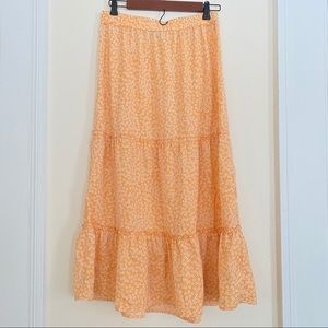 Orange Long Flowy Maxi Skirt